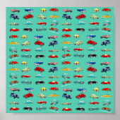 Viele Retro-Autos Poster (Vorne)