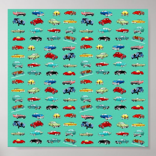 Viele Retro-Autos Poster (Vorne)