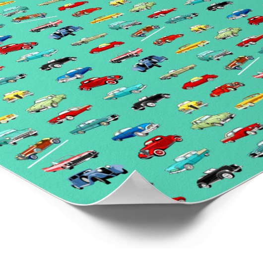 Viele Retro-Autos Poster (Ecke)