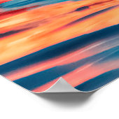 Viele rosa Korallen schöne wilde Flamingos in blau Poster (Ecke)