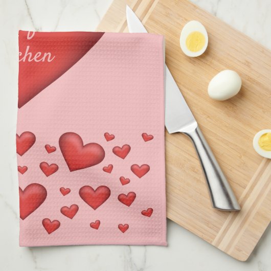 Viele rote Herzen mit benutzerdefiniertem Text Geschirrtuch (Viertel Falte)