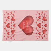 Viele rote Herzen mit benutzerdefiniertem Text Geschirrtuch (Horizontal)