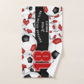 Viele rote schwarze Mannschaftsfarben Fußballbälle Badhandtuch Set (Handtuch)