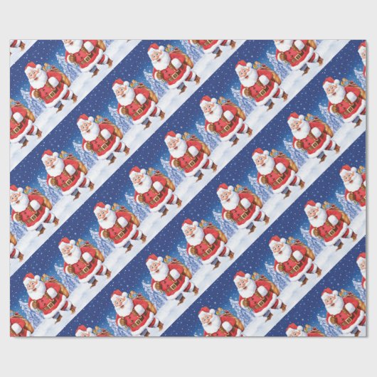 Viele santas gekleidete Weihnachtsverpackungspapie Geschenkpapier (Flach)