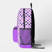Viele Schattierungen Lila Polka-Punkte auf Weiß Bedruckter Rucksack (Rechts)