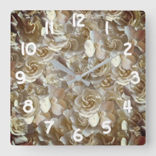 Viele schöne Blätter der Rose Quadratische Wanduhr