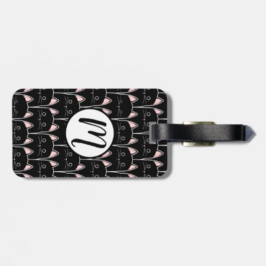 Viele schwarze Katzen Muster Gepäckanhänger (Rückseite horizontal)