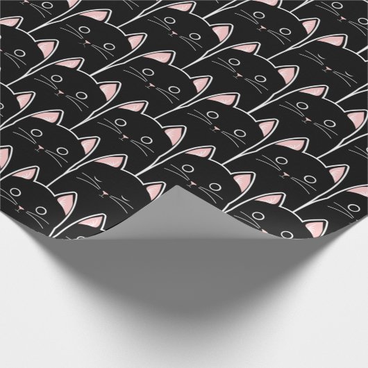 Viele schwarze Katzen Muster Geschenkpapier (Ecke)