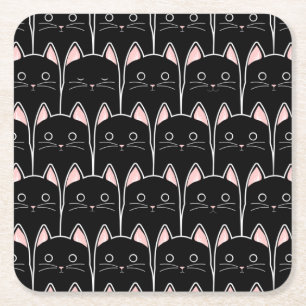 Viele schwarze Katzen Muster Rechteckiger Pappuntersetzer