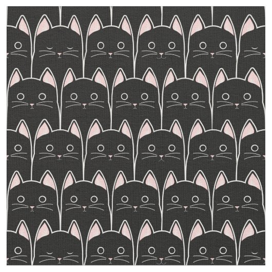Viele schwarze Katzen Muster Stoff (Nahaufnahme)