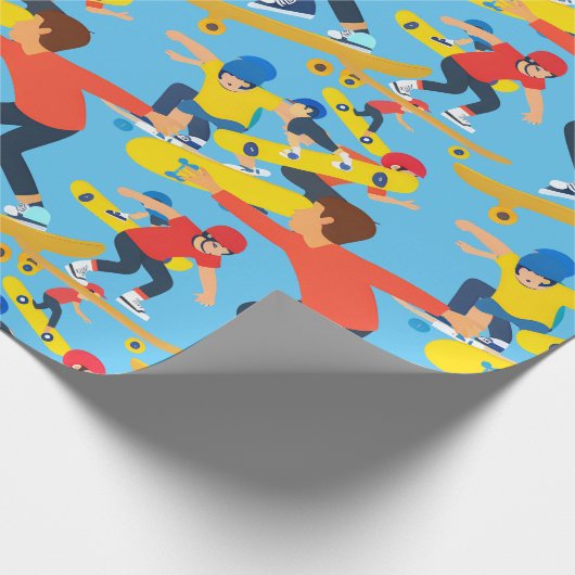 Viele Skateboarder Geschenkpapier (Ecke)