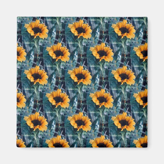 Viele sonnige Sonnenblumen...... Magnet (Vorne)