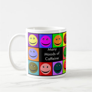Viele Stimmungen des Koffeins Kaffeetasse