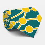 Viele Straßen II Bernstein mit Weiß auf Aquamarin  Krawatte (Gerollt)