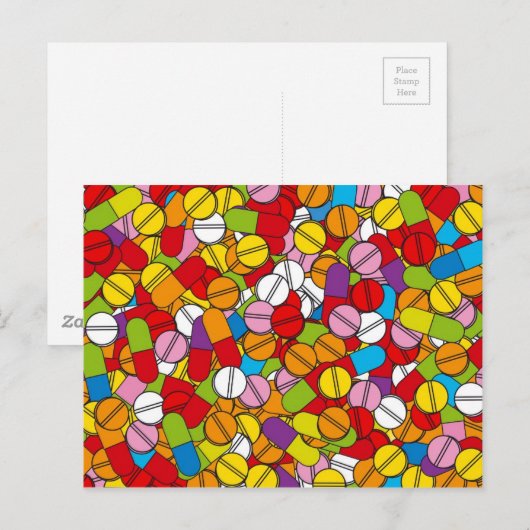 Viele Tabletten Postkarte (Vorne/Hinten)