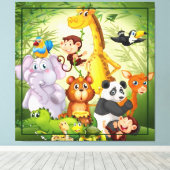 Viele Tiere Cartoon Kunstwerk Leinwand drucken (Insitu (Holzboden))