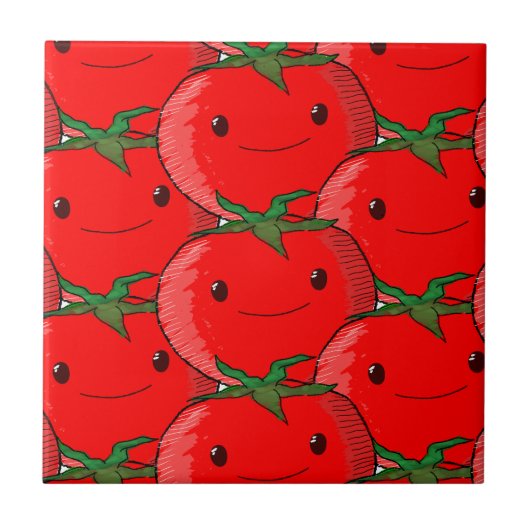 Viele Tomato Niedliche Muster Zeichnend Fliese (Vorderseite)