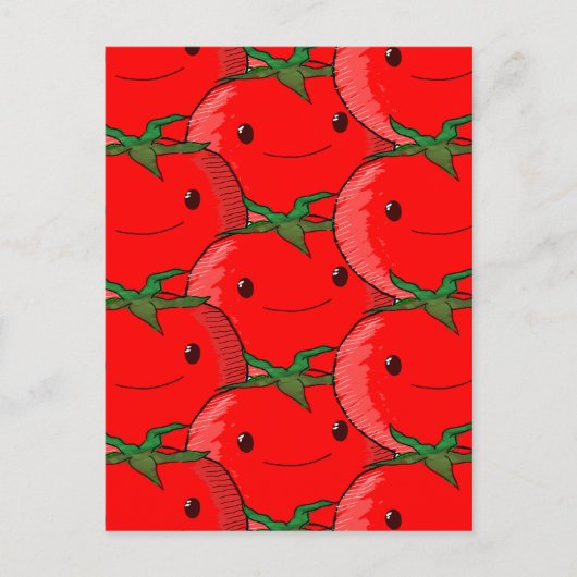 Viele Tomato Niedliche Muster Zeichnend Postkarte (Vorderseite)