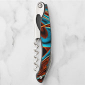 Viele verdrillte Rot- und Himmelblau verbrannt mit Kellnermesser (Vorderseite)