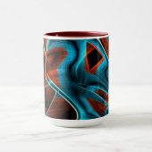 Viele verdrillte Rot- und Himmelblau verbrannt mit Tasse (Zentrum)