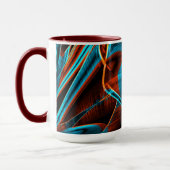 Viele verdrillte Rot- und Himmelblau verbrannt mit Tasse (Links)