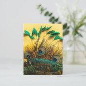 Viele verschiedene Arten von Federn auf einem gelb Postkarte (Stehend Vorderseite)