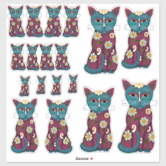 Viele, viele dunkle Katzen Aufkleber (Blatt)