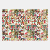 Viele viele Vintage Weihnachtsleute Geschenkpapier Set (Vorderseite)