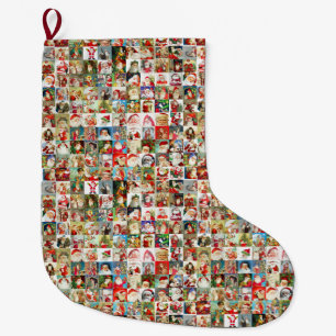 Viele Vintage Santas Großer Weihnachtsstrumpf