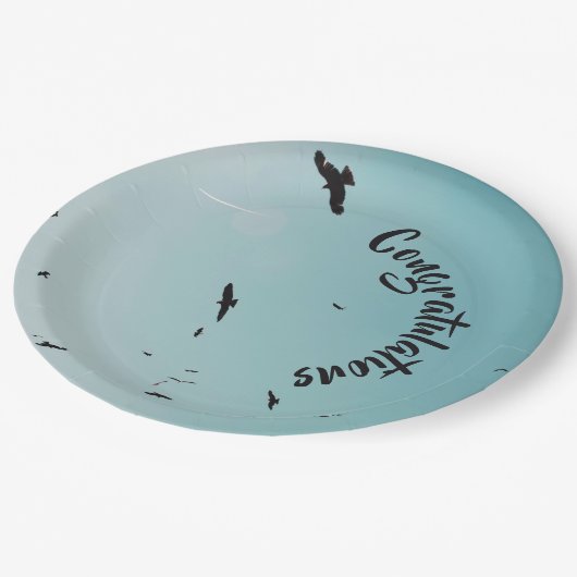 Viele Vögel und ein Kontrastmittel & Ihr Text Pappteller (Schrägansicht)