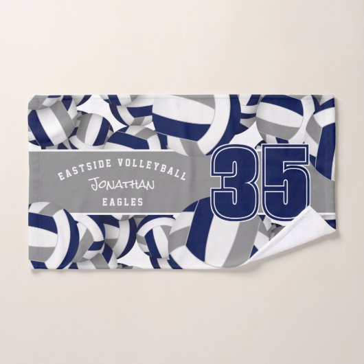 Viele Volleyballs Athleten Name Marine blau grau Handtuch (Handtuch)