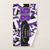 Viele Volleyballs lila schwarze Mannschaftsfarben Handtuch (Handtuch)