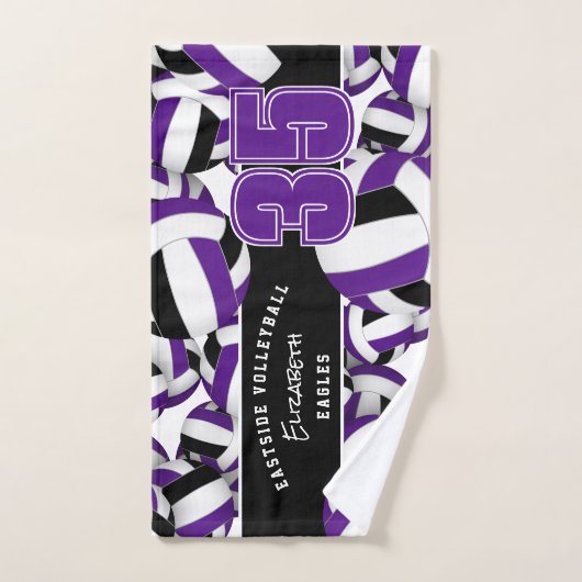 Viele Volleyballs lila schwarze Mannschaftsfarben Handtuch (Handtuch)