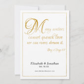 Viele Waters Scripture Elegant Gold Couple Dusche Einladung (Rückseite)