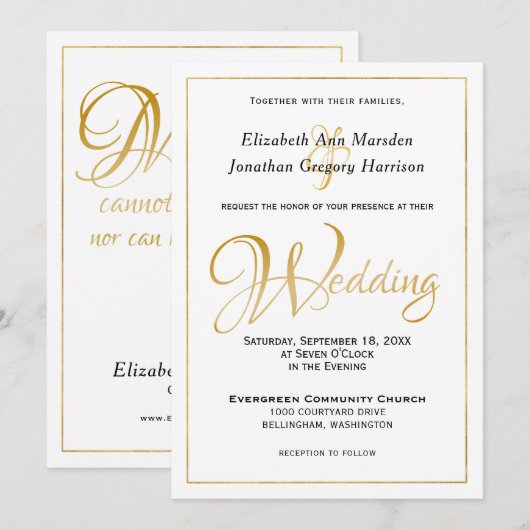 Viele Waters Scripture Elegantes Black Gold Script Einladung (Vorne/Hinten)