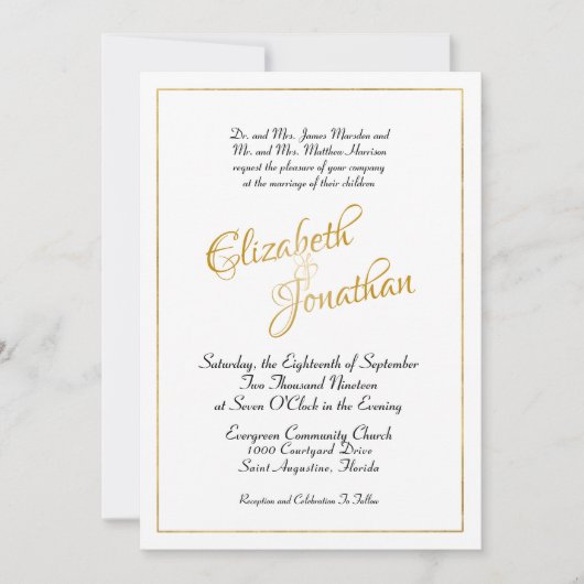 Viele Waters Scripture Elegantes formales Gold-Scr Einladung (Vorderseite)