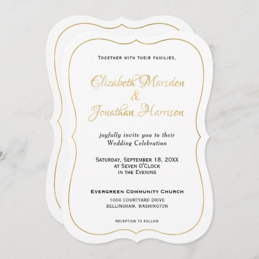 Viele Waters Scripture Elegantes formales Gold-Scr Einladung (Vorne/Hinten)