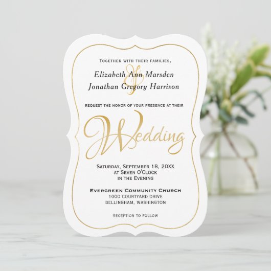 Viele Waters Scripture Elegantes formales Gold-Scr Einladung (Stehend Vorderseite)