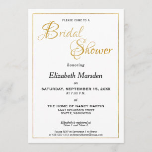 Viele Waters Scripture Elegantes Gold Brautparty Einladung