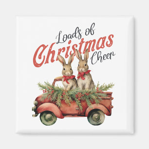 Viele Weihnachtsfreude Hasen im roten Lastwagen Magnet