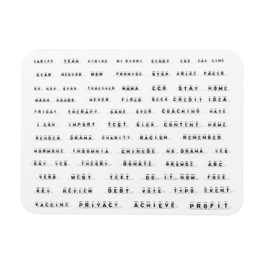 Viele Worte auf Würfeln Magnet (Horizontal)