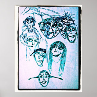 viele zeichnend Gesichter Poster