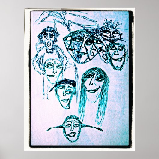 viele zeichnend Gesichter Poster (Vorne)