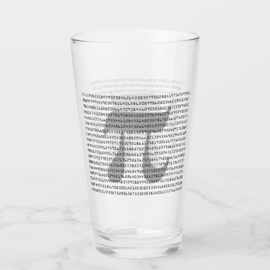 Viele Ziffern der mathematischen Konstanten der Pi Glas (Rückseite)