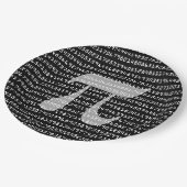 Viele Ziffern der mathematischen Konstanten der Pi Pappteller (Schrägansicht)