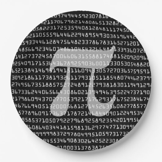 Viele Ziffern der mathematischen Konstanten der Pi Pappteller (Vorderseite)