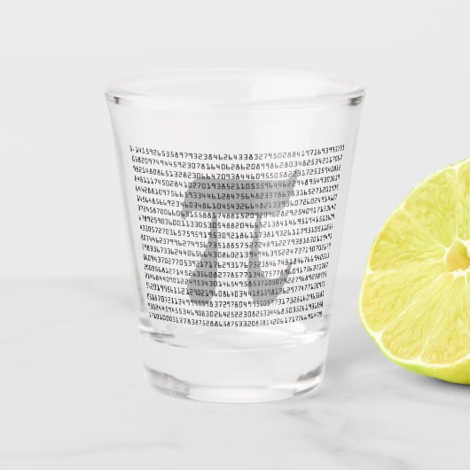 Viele Ziffern der mathematischen Konstanten der Pi Schnapsglas (Vorderseite)
