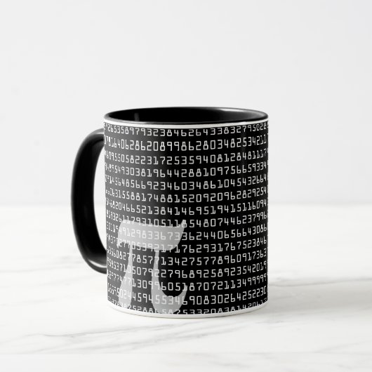 Viele Ziffern der mathematischen Konstanten der Pi Tasse (Vorderseite Links)