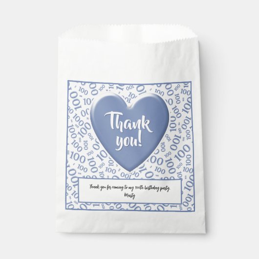 Vielen Dank 100. Random Number Pattern Blau/Weiß Geschenktütchen (Vorderseite)