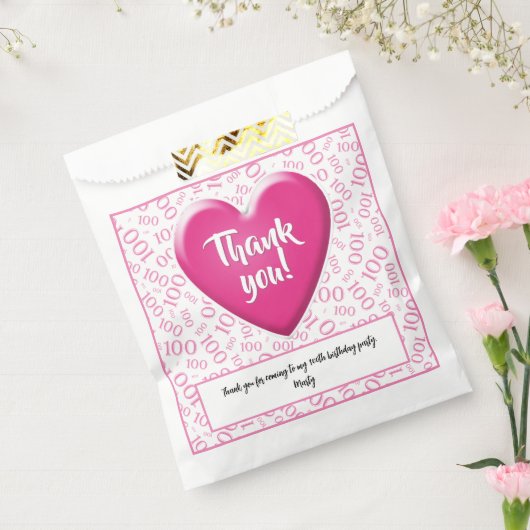 Vielen Dank 100. Random Number Pattern Pink/Weiß Geschenktütchen (Versiegelt)